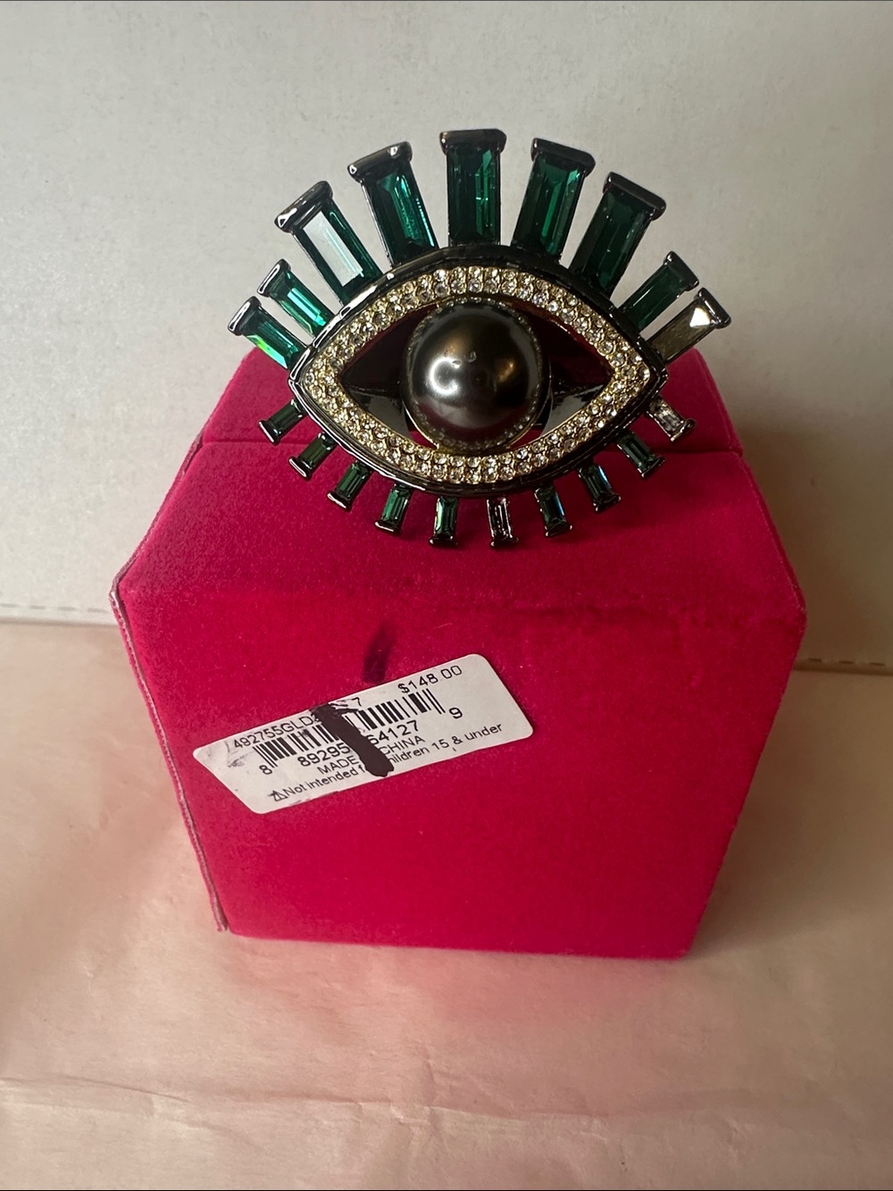 Kurt Geiger London Pearl Evil Eye Cocktail Ring 7 /8 New in the Box